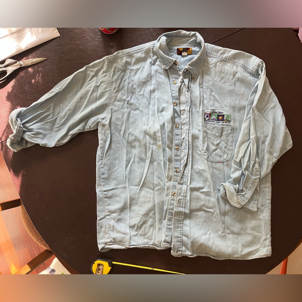 Light Blue Denim Button-Up Shirt